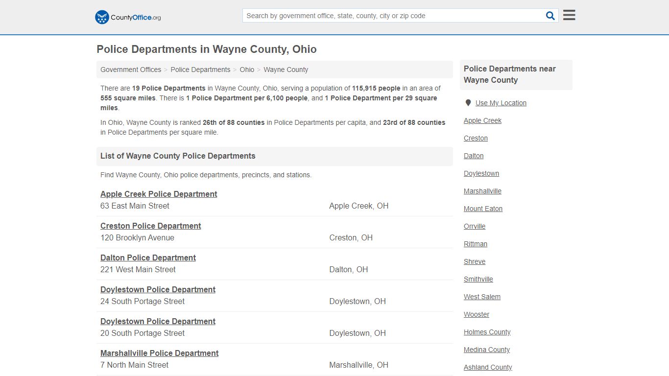 Police Departments - Wayne County, OH (Arrest Records & Police Logs)